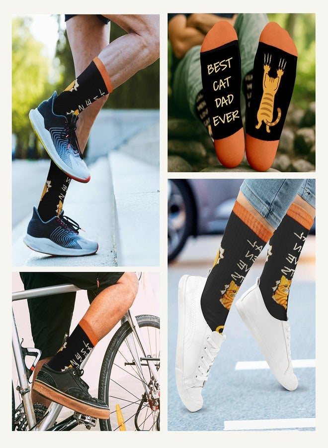 ZAGKOO Cat Dad Gifts - Funny Kitten Socks for Cats Lovers, Pet Owners - Kitten Themed Gift, Cats Socks Present for Him - Novelty Gag Gifts Ideas for Best Cat Dad on Birthday, Fathers Day, Christmas - Image 3